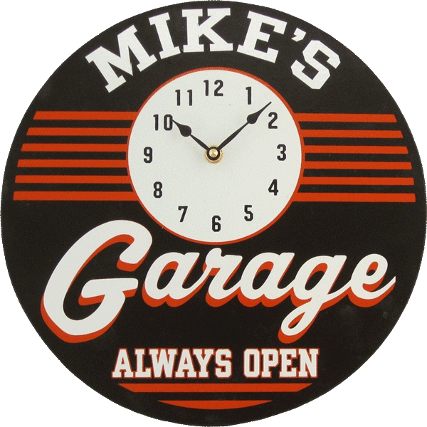 Garage Clock Personalized Clock, Wall Clock, Always Open