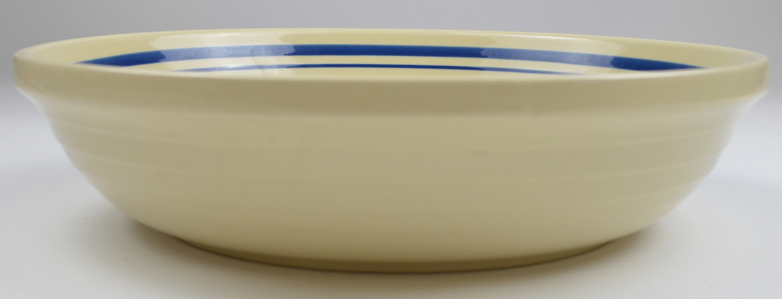 Friendship Pottery - Blue Stripe Pattern - Pasta Serving Bowl - 13.25 Round