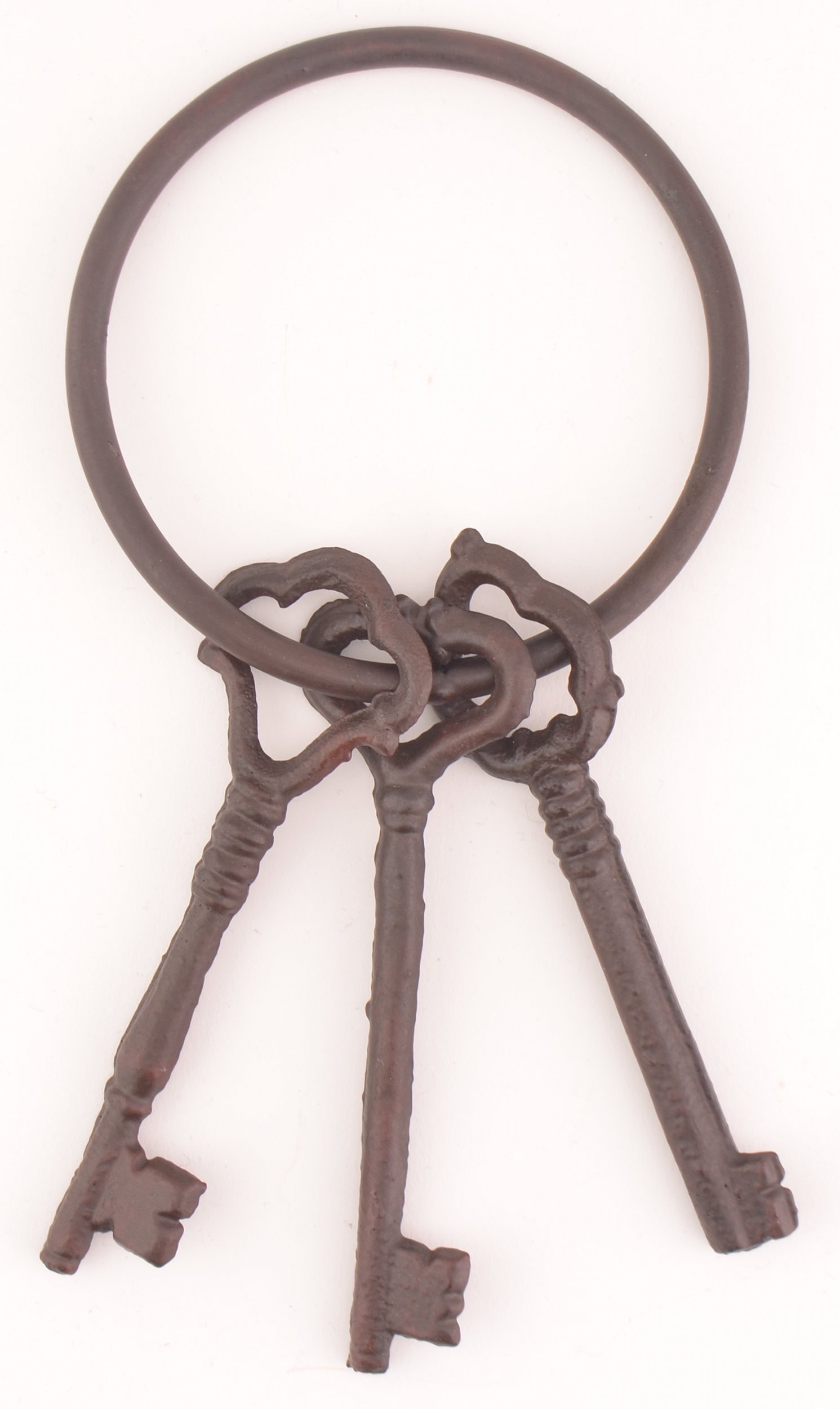 Ornamental Decorative Rustic Cast Iron Mock Key and Ring UX-4287 4-3/4" Long 