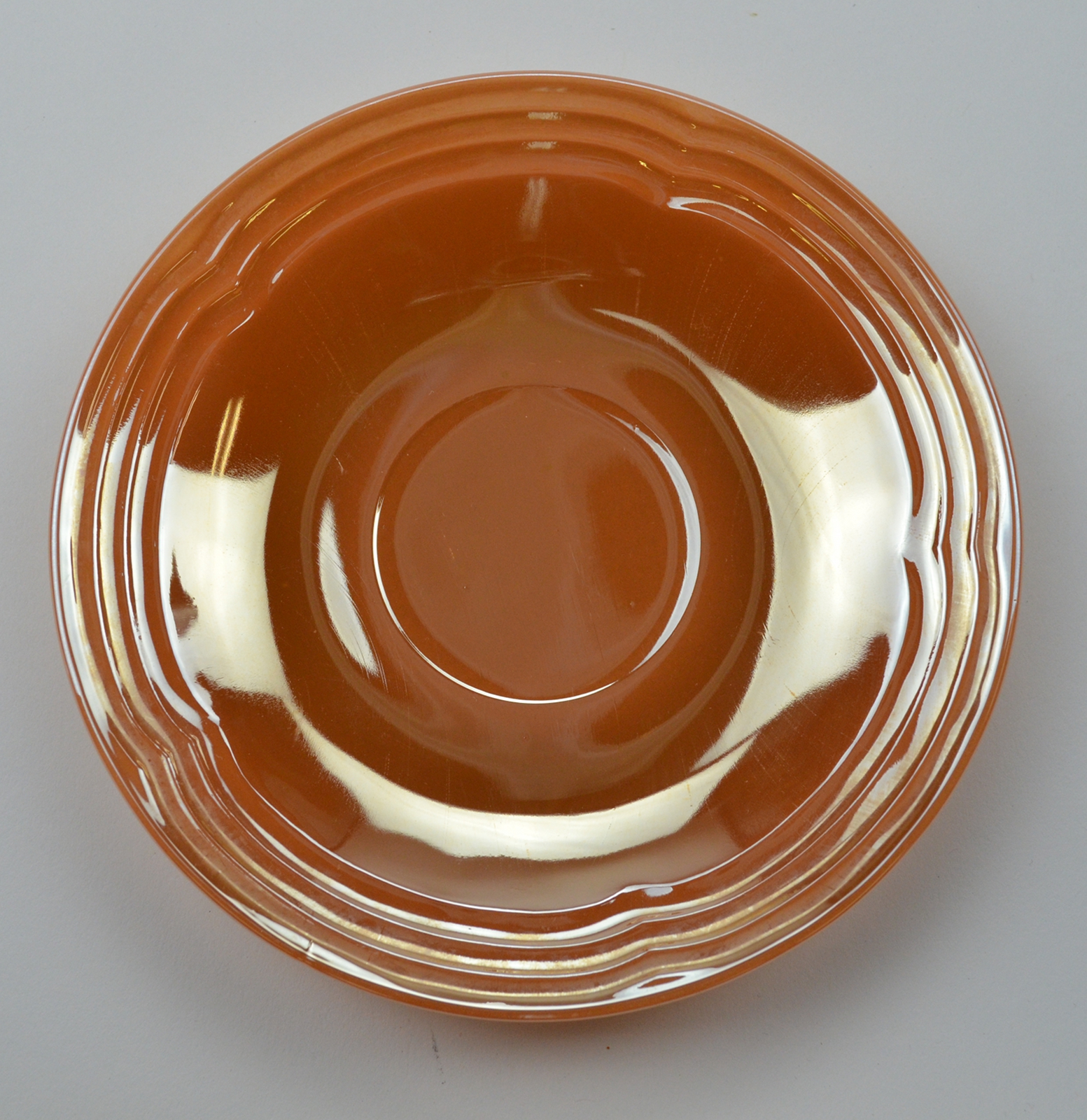 Anchor Hocking Fire King Oven Ware Saucer - Peach Lustre Three
