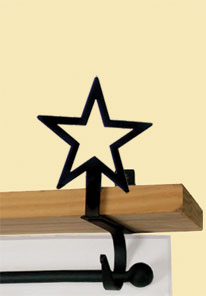 Wrought Iron Curtain Shelf Bracket Pair Of 2 - Star Pattern