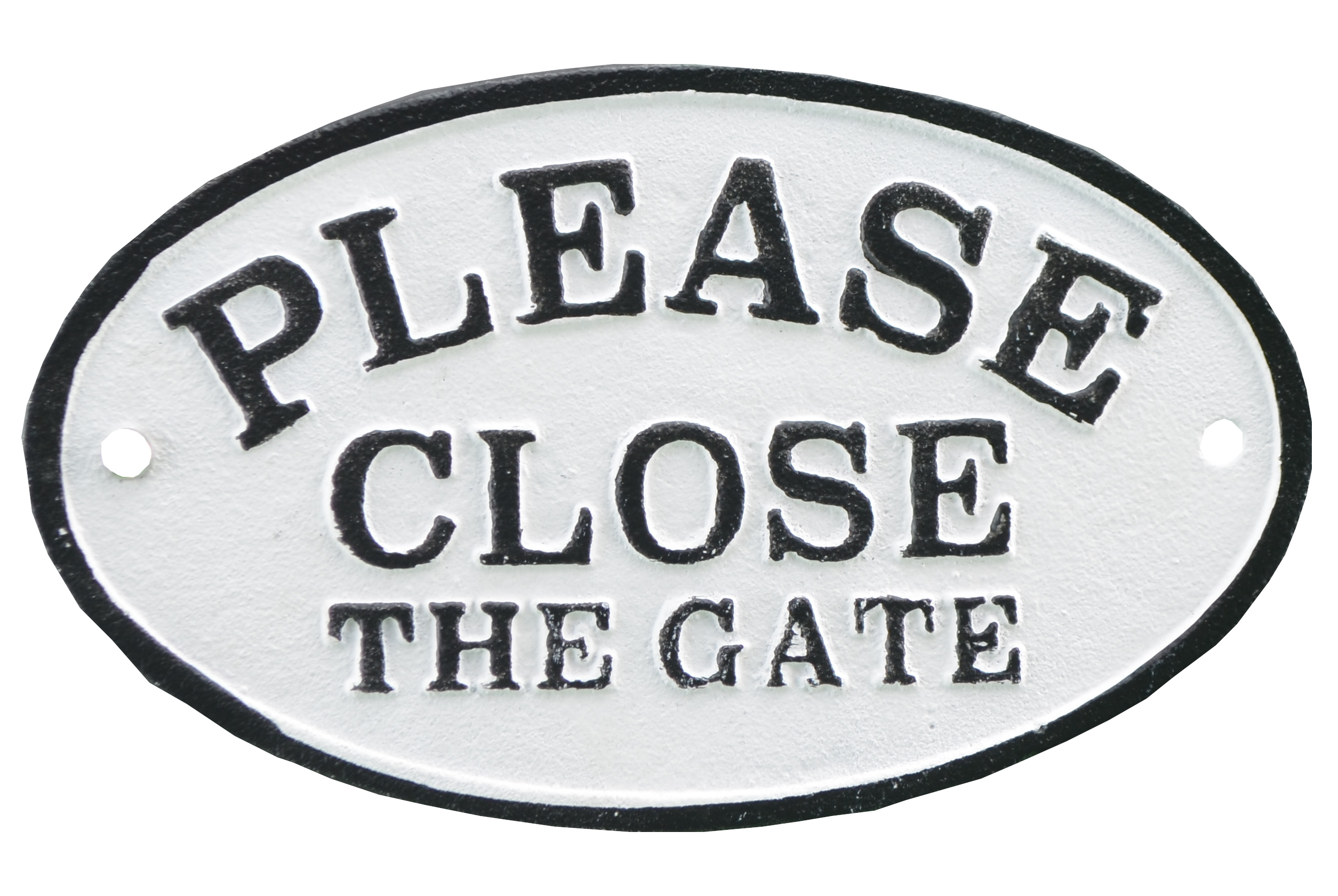 Vintage Look Cast Iron Oval Plaque PLEASE CLOSE THE GATE Sign 