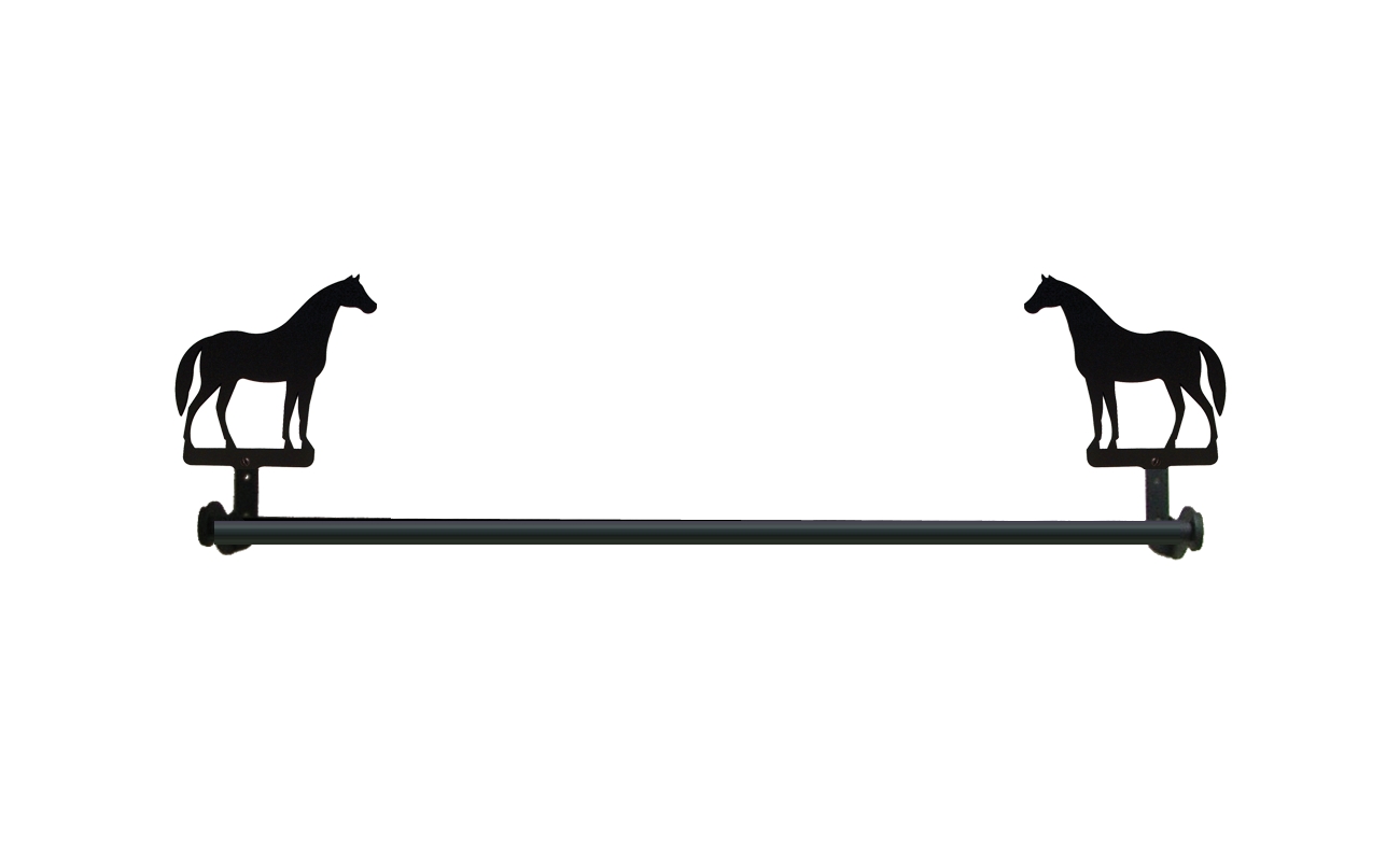Wrought Iron Large Towel Bar - Horse Design