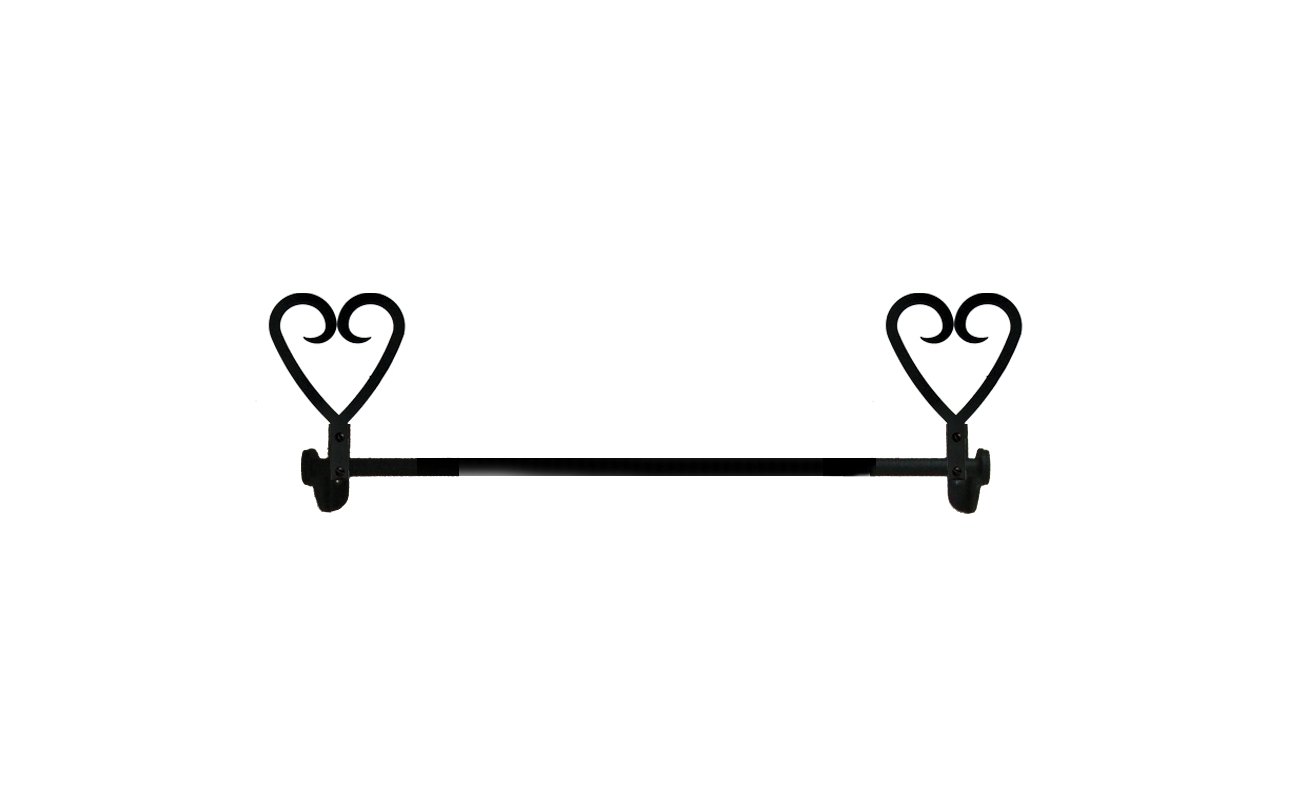 Wrought Iron Small Towel Bar - Heart Design