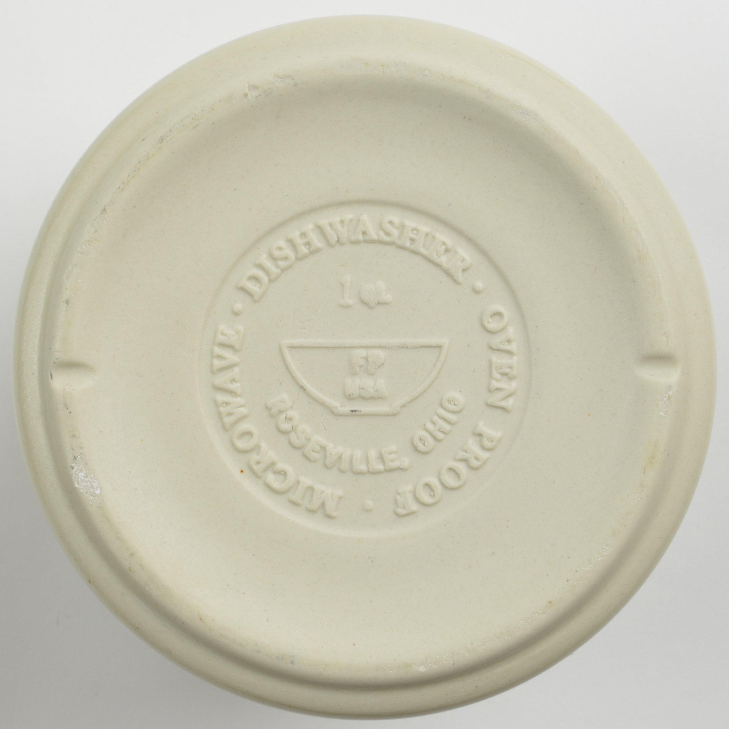 Friendship Pottery - Blue Stripe Pattern With Basket Motif - 32 Oz. Crock