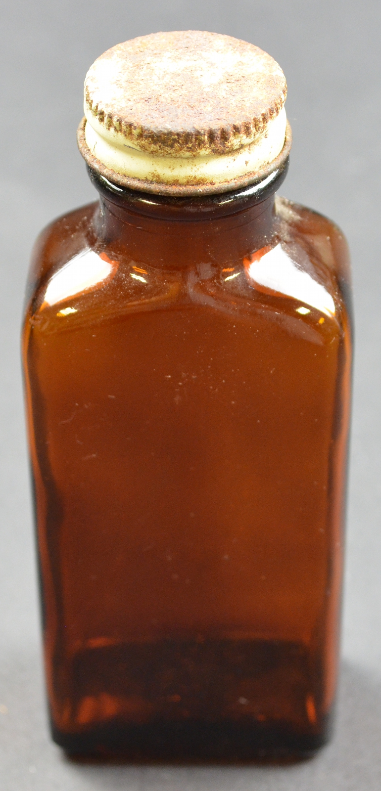 Vintage Brown Glass Pharmacy / Medicine Bottle - 5 Tall