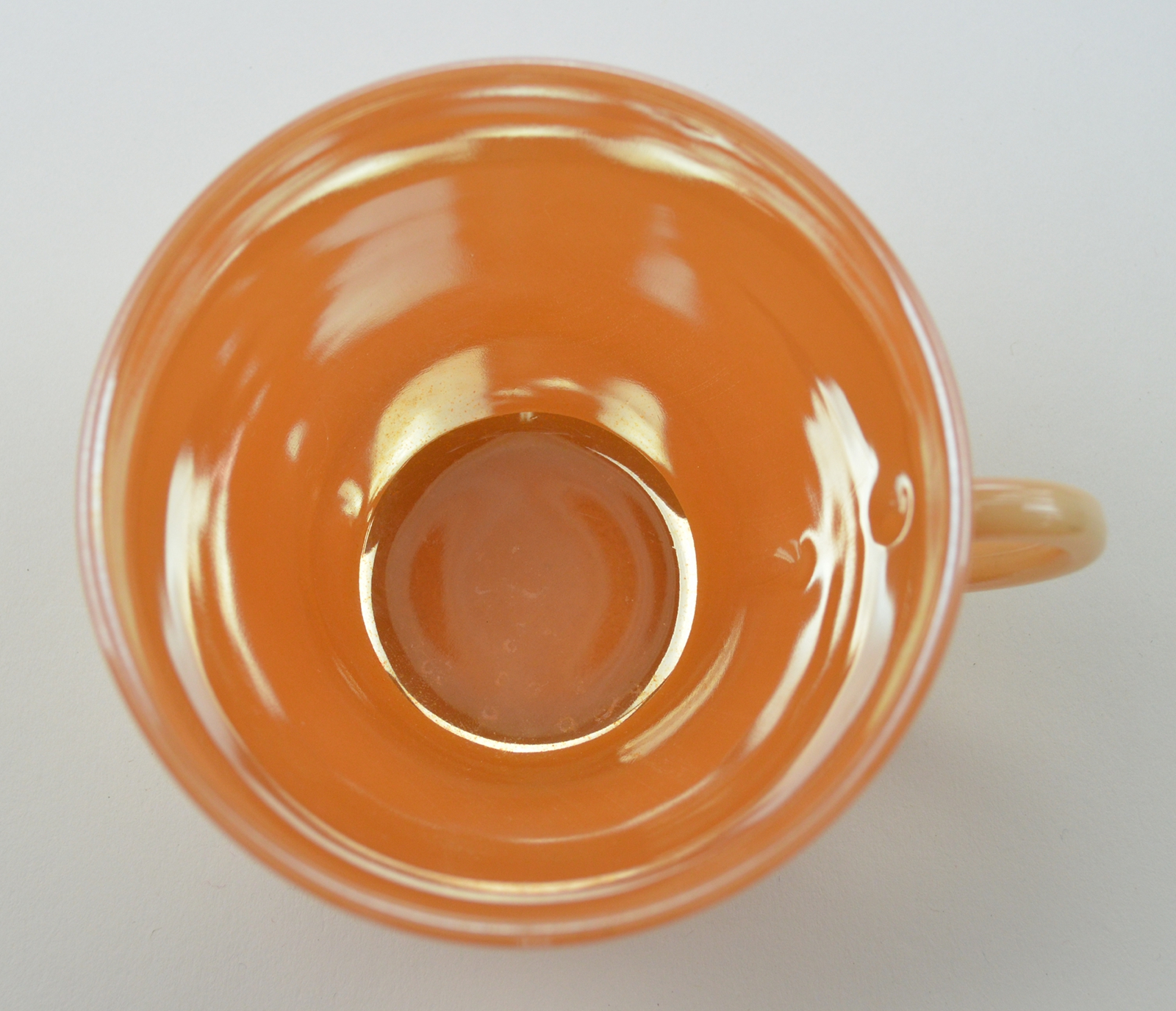Tea Cup 8 oz. Fire King Peach Lustre Oven Ware Three Bands Coffee 
