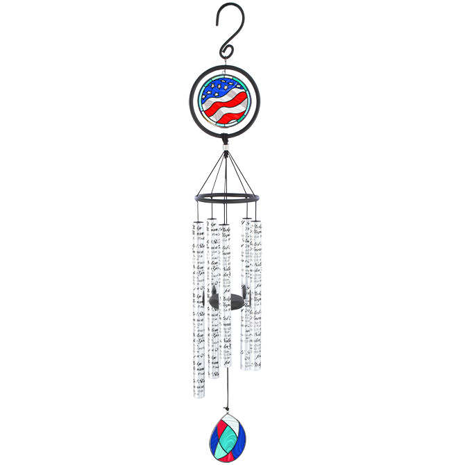 Carson Stained Glass Sonnet Chimes - Pledge Of Allegiance - 35 Wind Chime