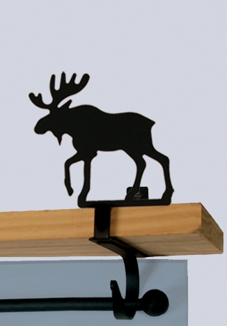 Wrought Iron Curtain Shelf Bracket Pair Of 2 - Moose Pattern