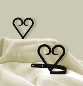 Wrought Iron Curtain Tie Backs Pair Of 2 - Heart Silhouette