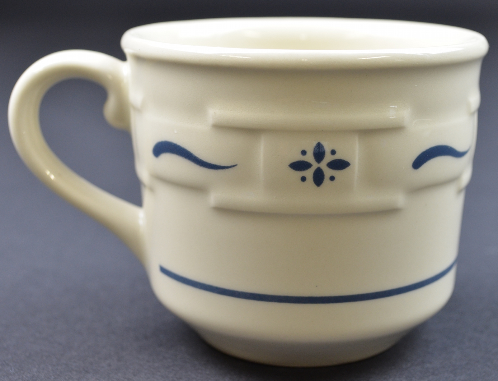 Longaberger Pottery - Woven Traditions Classic Blue - Flat Cup - 3 Tall