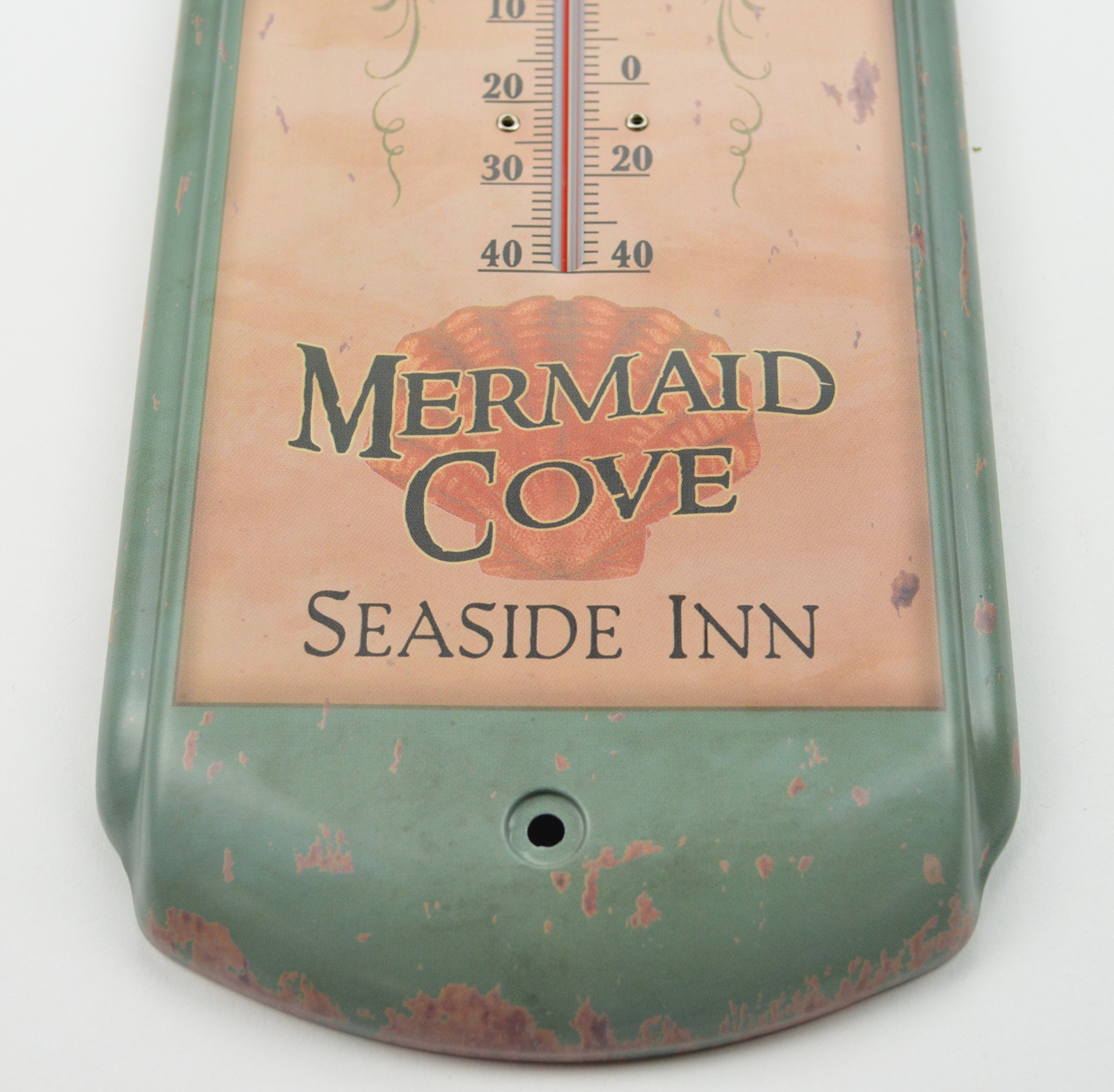 Mermaid Inn Wall Thermometer 17.5 Inches Metal Indoor Outdoor