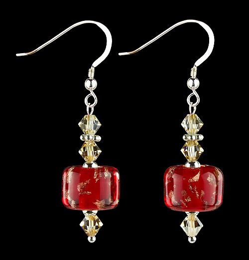 Fenton Art Glass - Bead Style Earrings - Queen Of Hearts