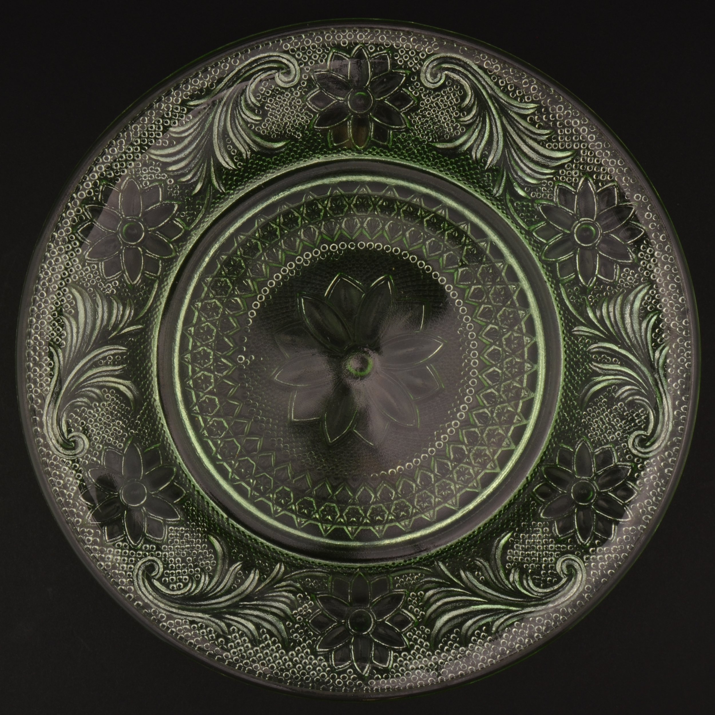 Tiara Crystal - Sandwich Light Green Pattern - Salad Plate - 8.375 Wide