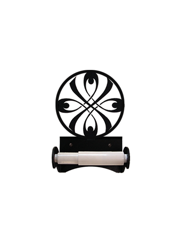Wrought Iron Roller Style Toilet Tissue Holder - Ribbon Pattern