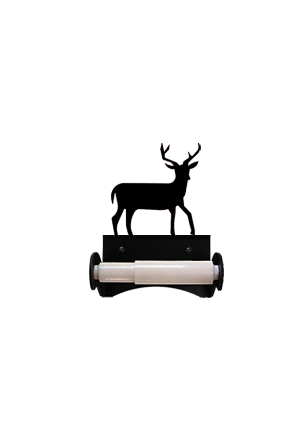 Wrought Iron Roller Style Toilet Tissue Holder - Deer Pattern