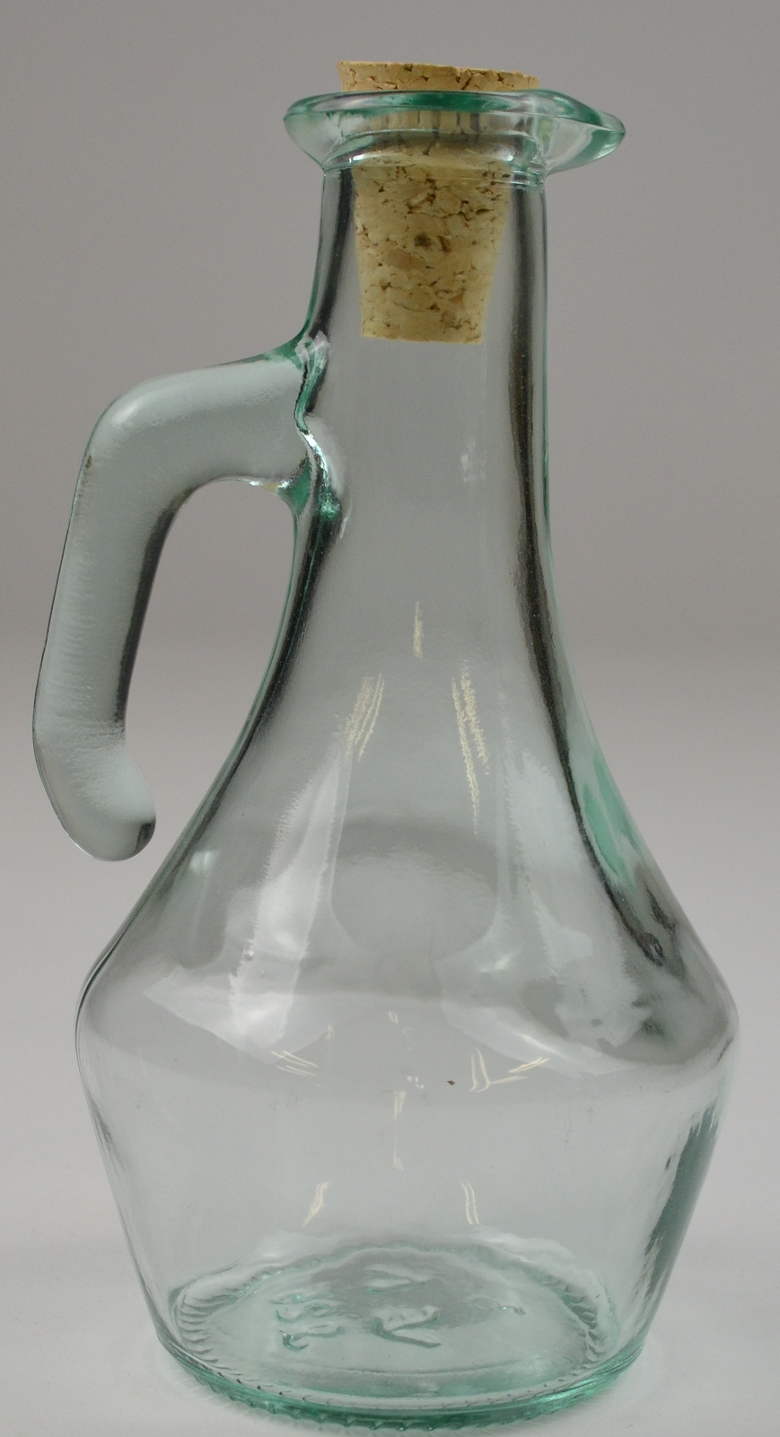 Vintage Clear Glass Oil Or Vinegar Cruet With Cork Stopper 6.5" Tall