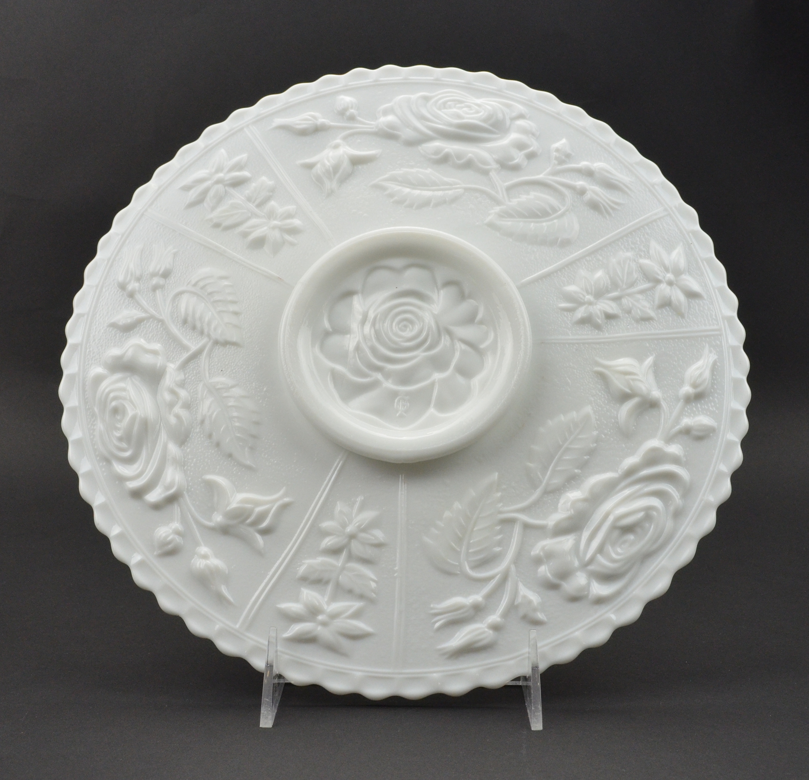 Imperial Glass - Rose Milk Glass Pattern - Canape Plate - 10.75 Round