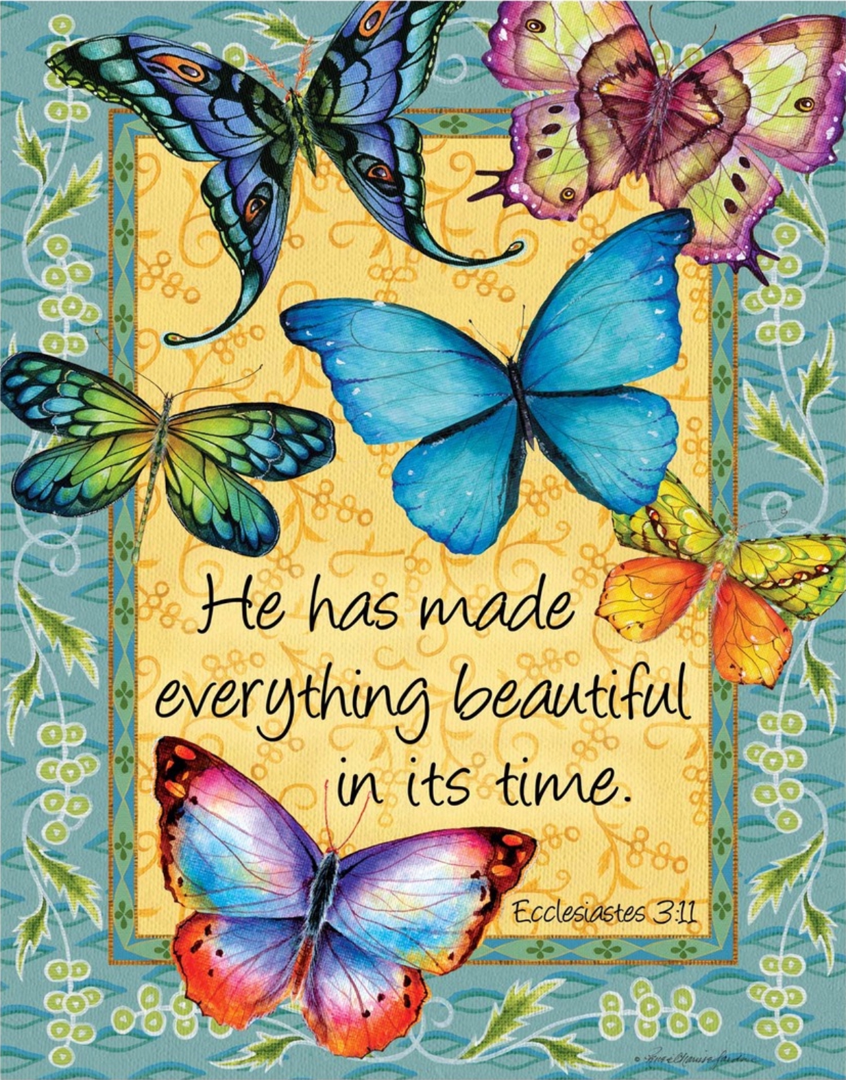 In God's Garden - Garden Flag - Beautiful Butterflies Blue