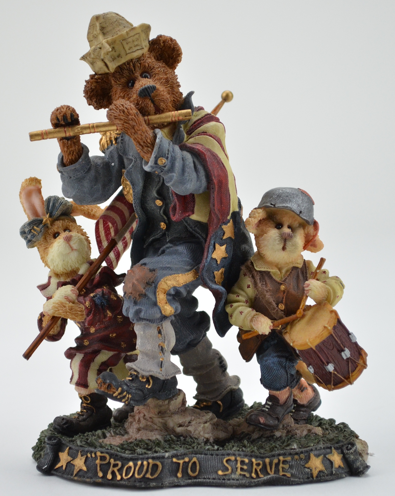Boyds Bears Sam, Libby And Ellis.Fife And Drummer Limited Edition Resin Figurine
