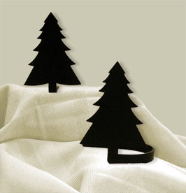 Wrought Iron Curtain Tie Backs Pair Of 2 - Pine Tree Silhouette