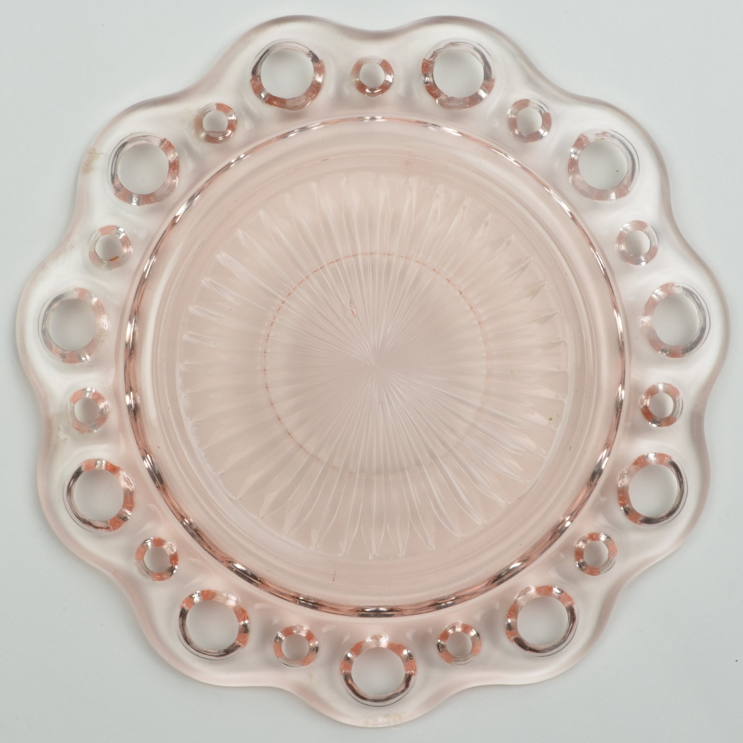 Anchor Hocking - Lace Edge Pink Pattern - Flat Cup Saucer