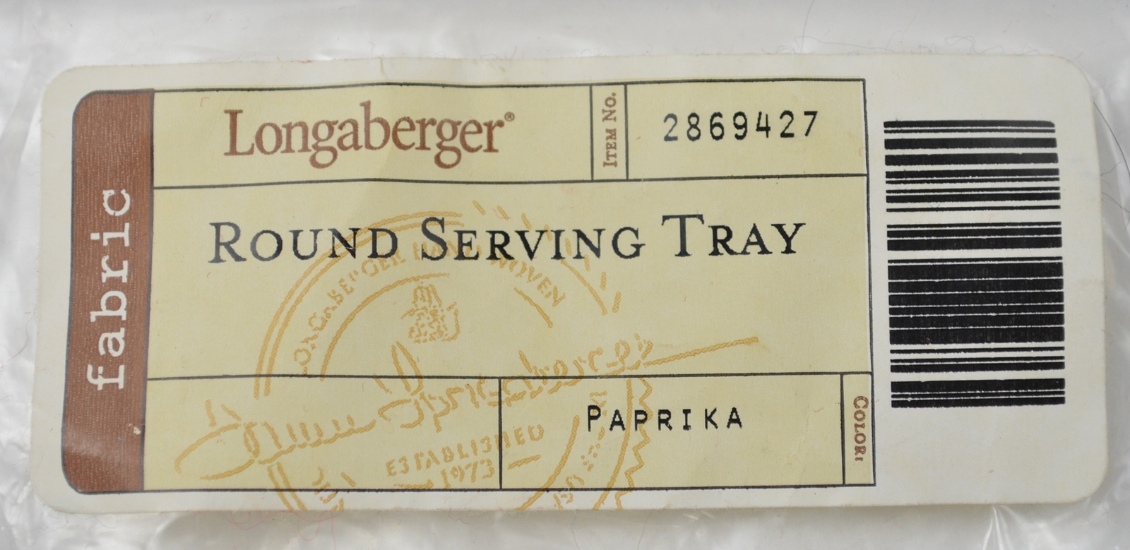 Longaerger Round Serving Tray Basket Liner Paprika