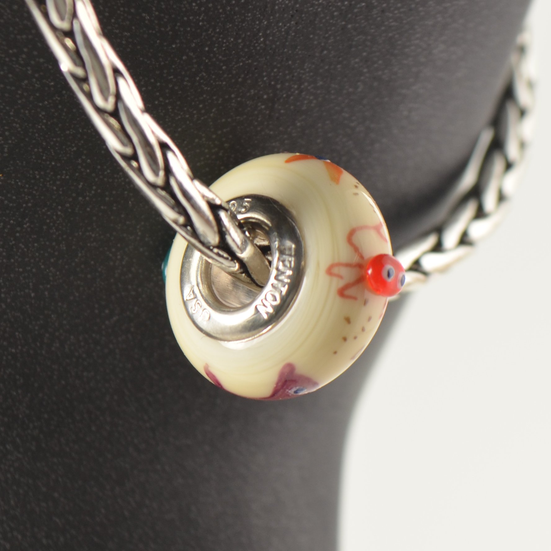 Fenton Glass Beads Charms For Charm Bracelets, Beach Buddies