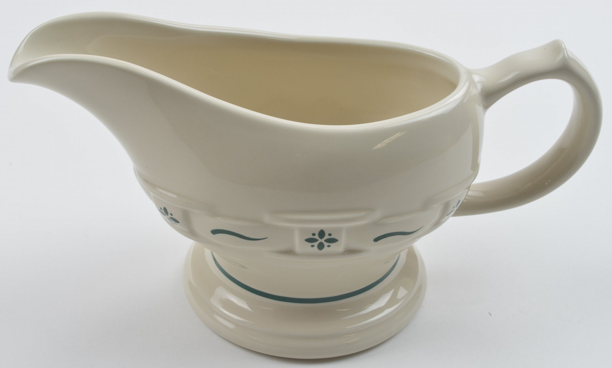 Longaberger Pottery - Woven Traditions Heritage Green - Gravy Boat