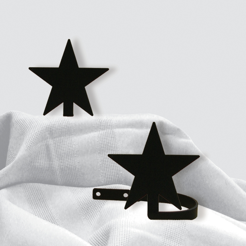 Wrought Iron Curtain Tie Backs Pair Of 2 - Star Silhouette
