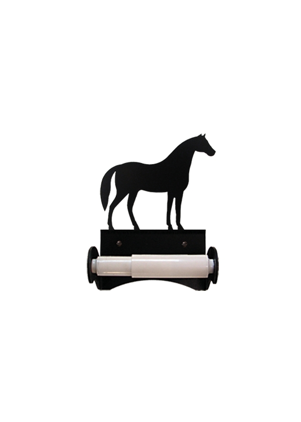 Wrought Iron Roller Style Toilet Tissue Holder - Horse Pattern