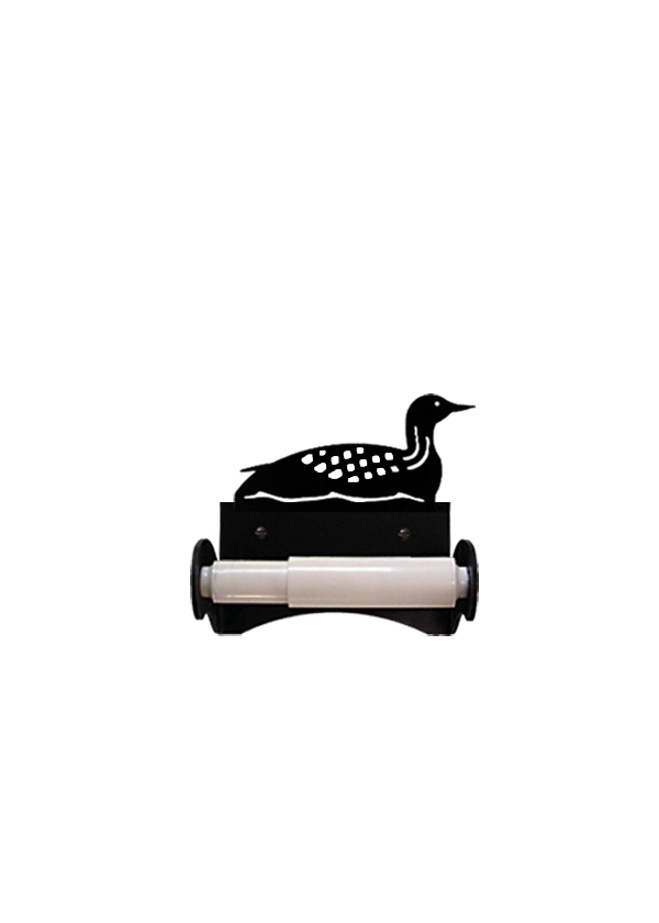 Wrought Iron Roller Style Toilet Tissue Holder - Loon Pattern