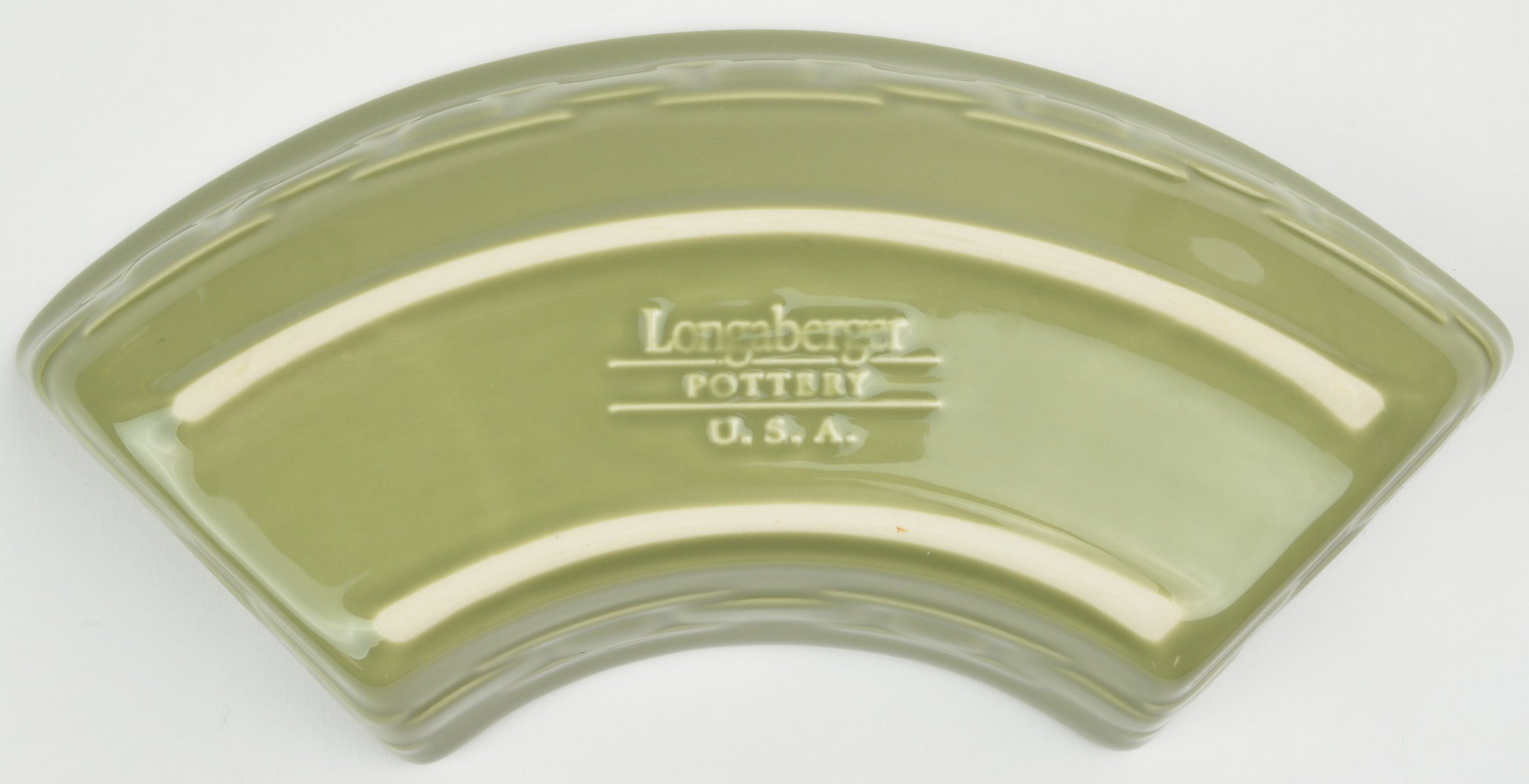 Longaberger Pottery - Woven Traditions Sage - Crescent Dish