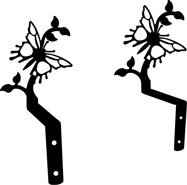 Wrought Iron Curtain Swags Pair Of 2 - Butterfly Silhouette