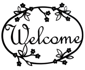 Wrought Iron Welcome Sign - Floral Silhouette