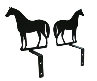 Wrought Iron Curtain Swags Pair Of 2 - Standing Horse Silhouette