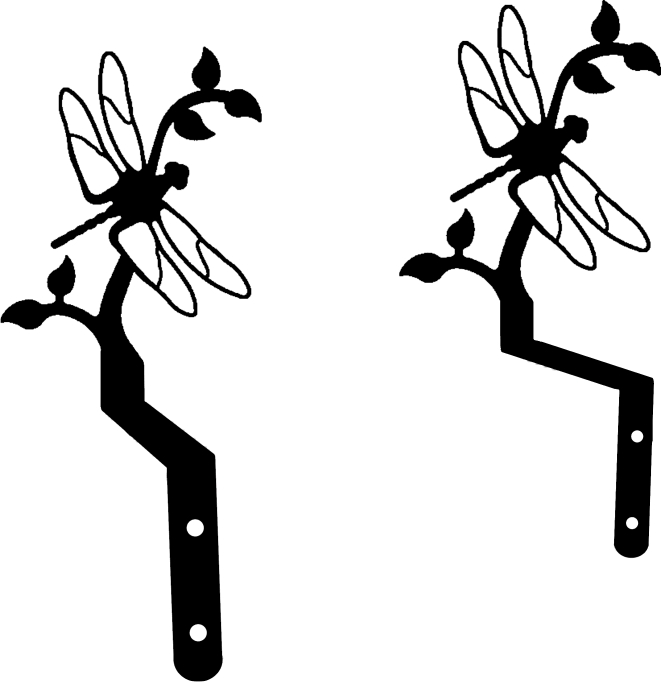 Wrought Iron Curtain Swags Pair Of 2 - Dragonfly Silhouette