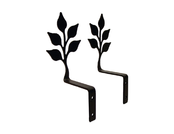 Wrought Iron Curtain Swags Pair Of 2 - Leaf Silhouette
