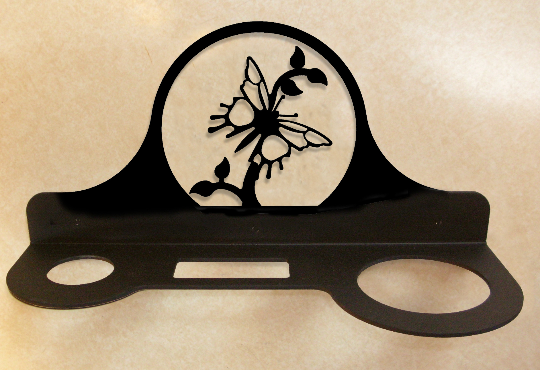 Wrought Iron Mountable Hair Dryer Rack - Butterfly Pattern