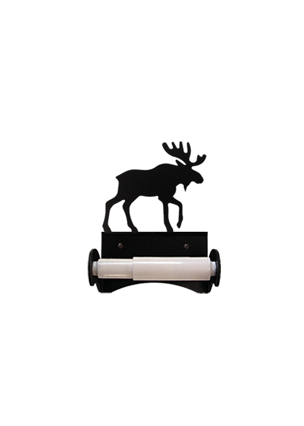 Wrought Iron Roller Style Toilet Tissue Holder - Moose Pattern