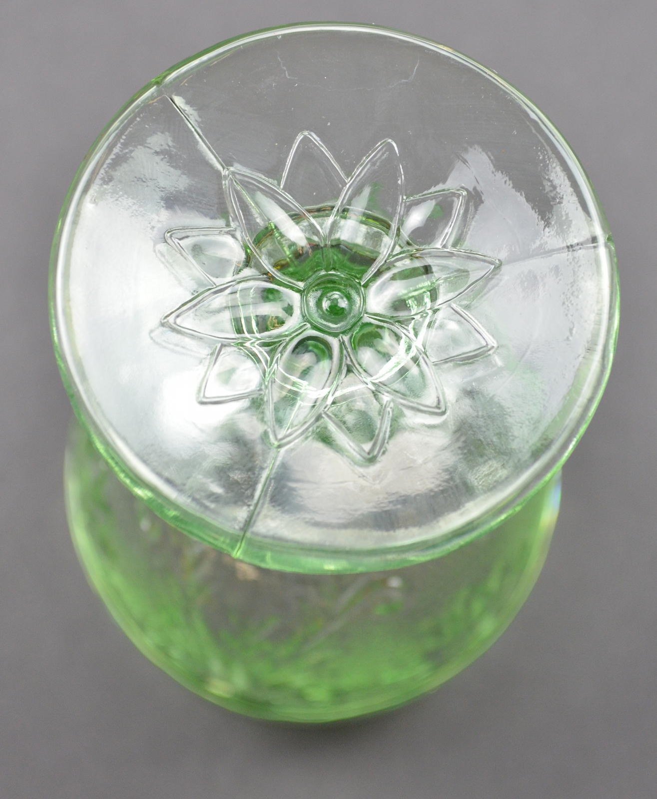 Tiara Crystal - Sandwich Light Green Pattern - Wine Glass - 4.125 Tall