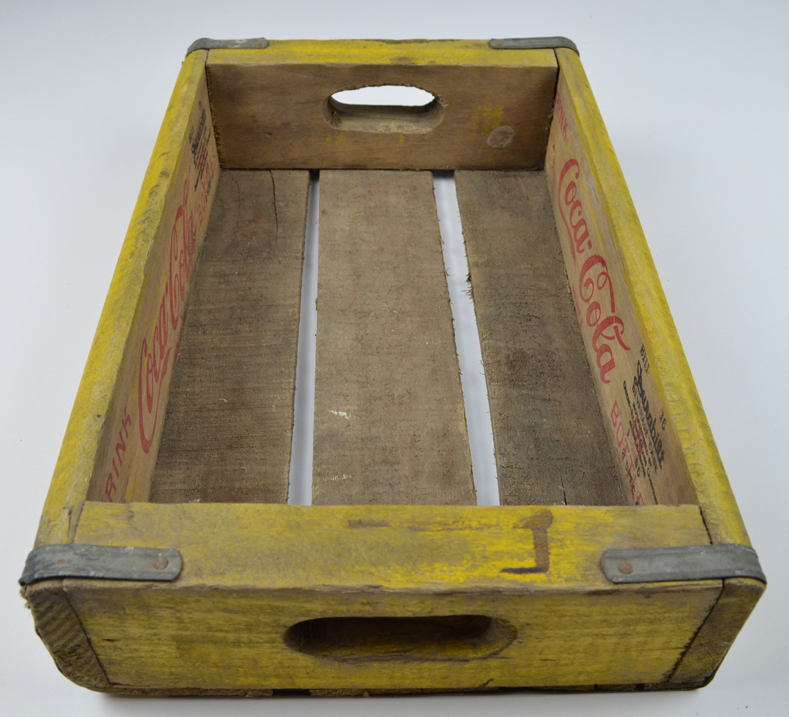 Coca Cola Crate - Yellow Wooden Coke Carrier - Akron, Illinois