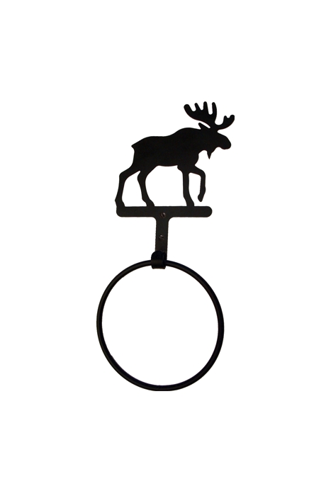 Wrought Iron Towel Ring - Moose Design