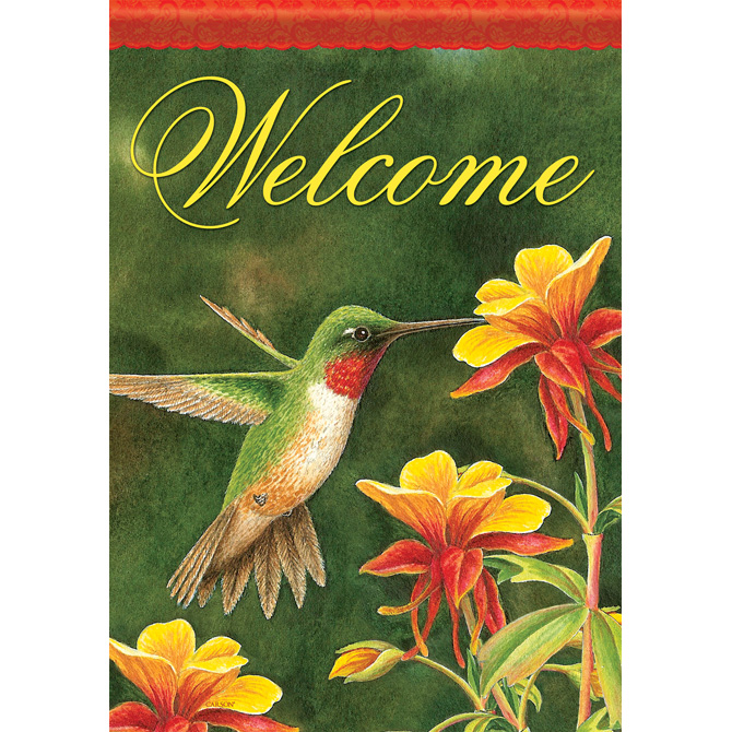 Carson FlagTrends - Dura Soft Garden Flag - Welcome Sweet Columbine Hummingbird
