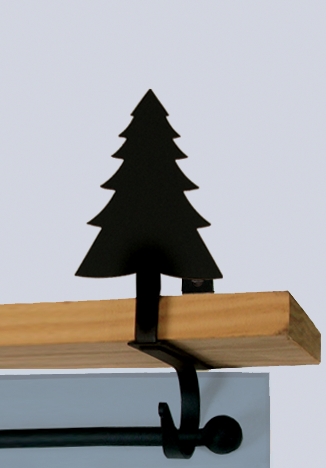 Wrought Iron Curtain Shelf Bracket Pair Of 2 - Pine Tree Pattern