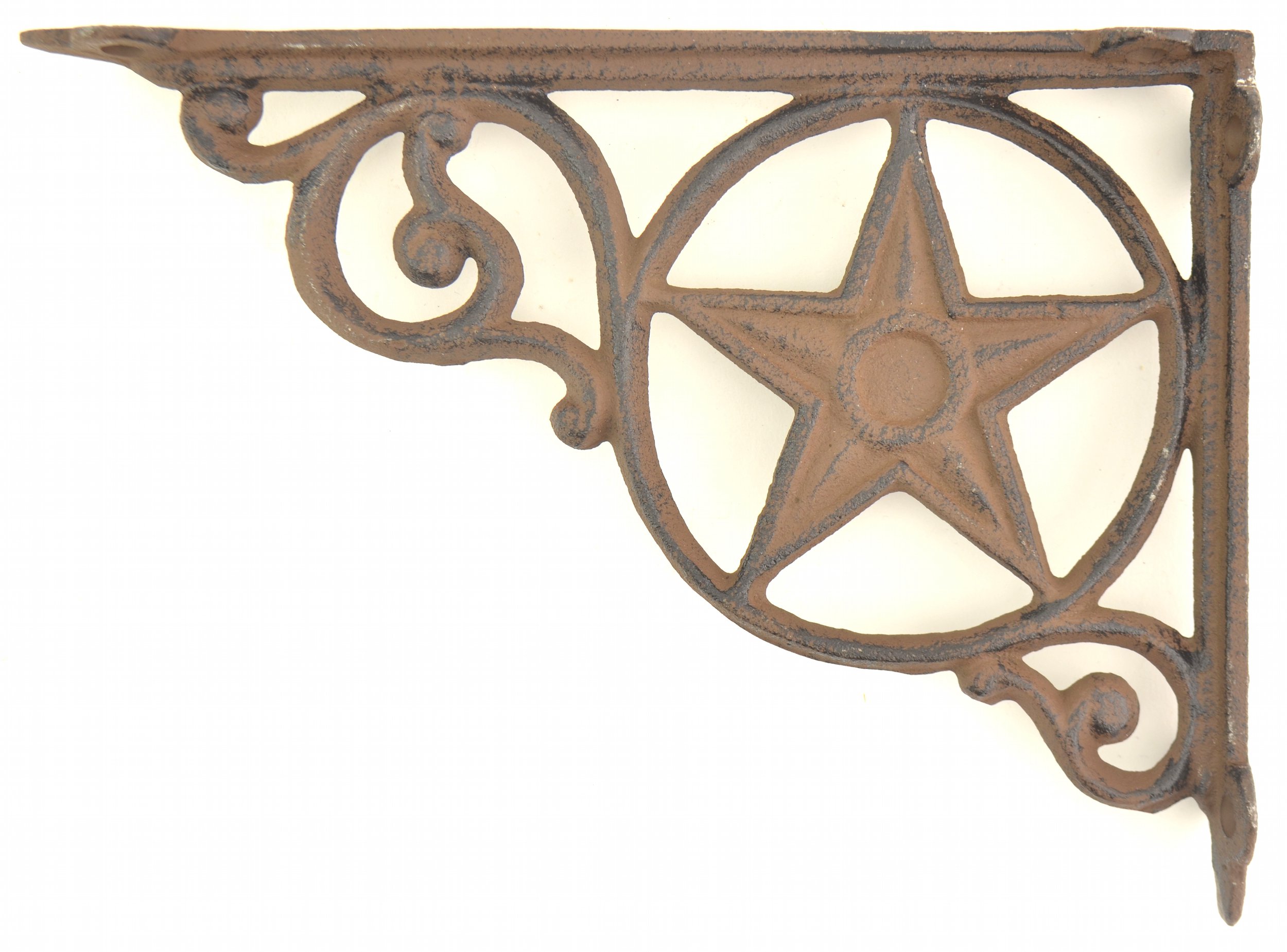 Wall Shelf Bracket - Star Pattern - Cast Iron - 8.75 Deep