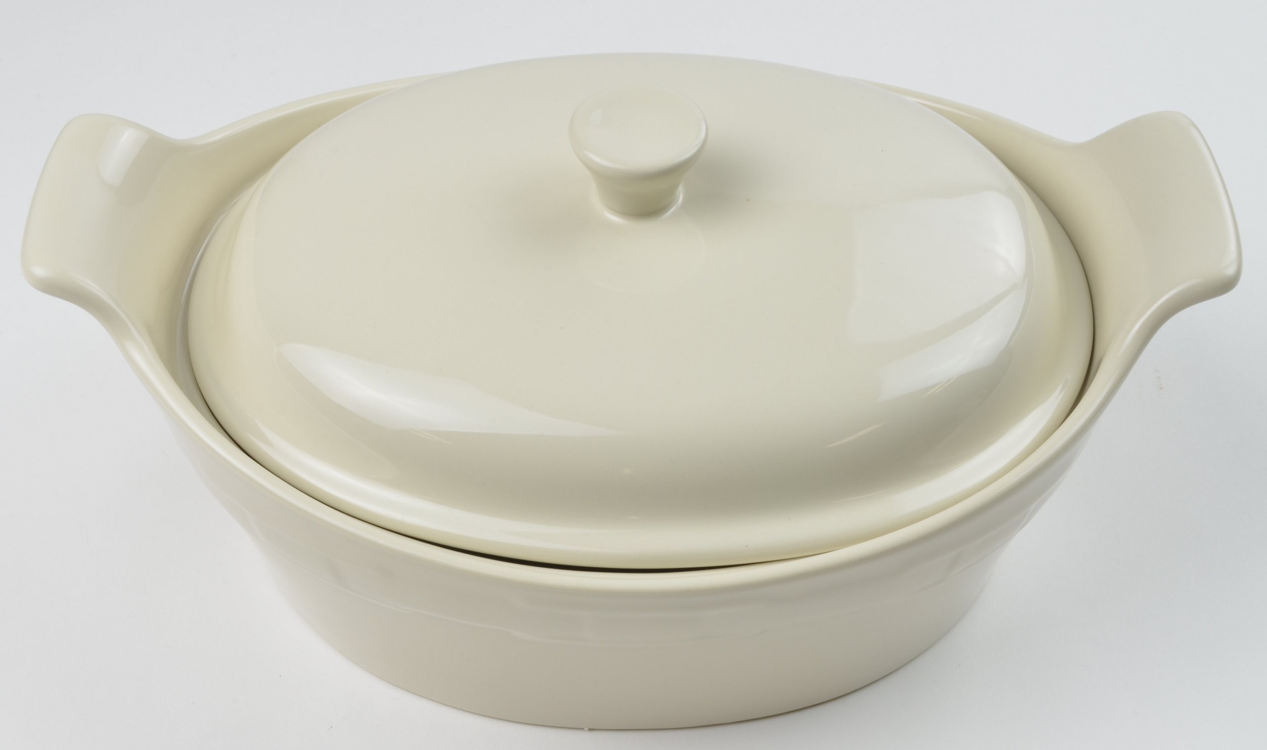 Longaberger Pottery - Woven Traditions Ivory - Covered 2 Quart Oval Casserole