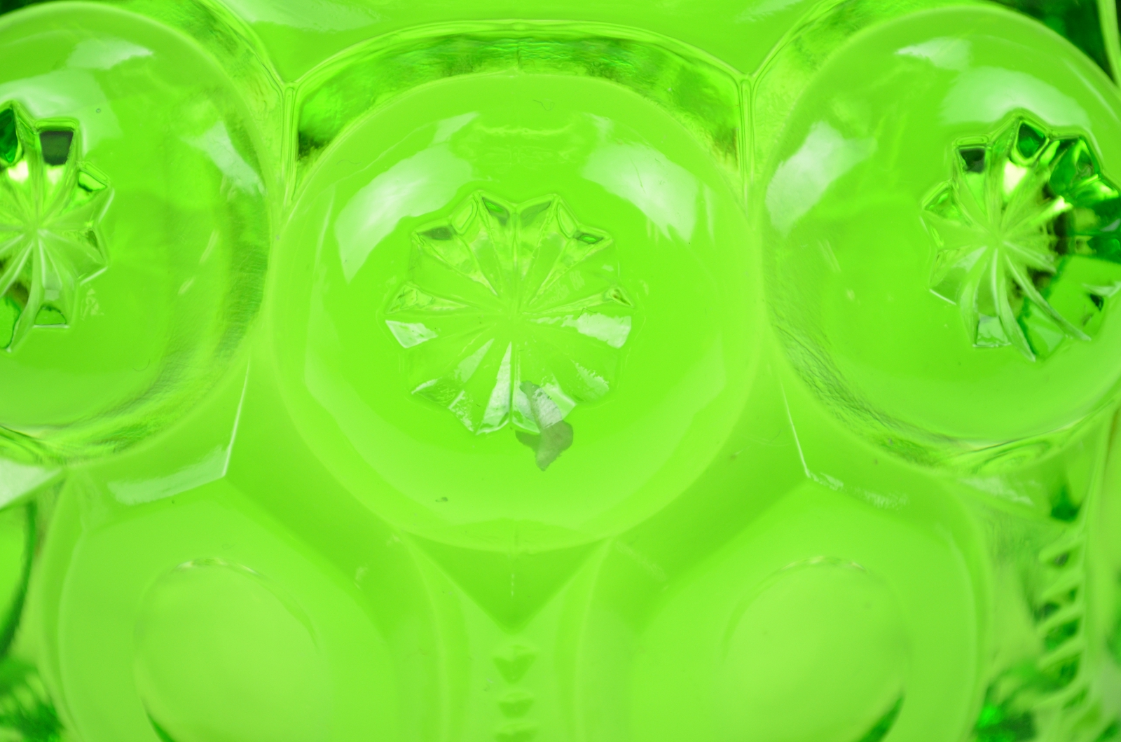 Smith Glass Company - Moon & Star Green Pattern - Round Compote