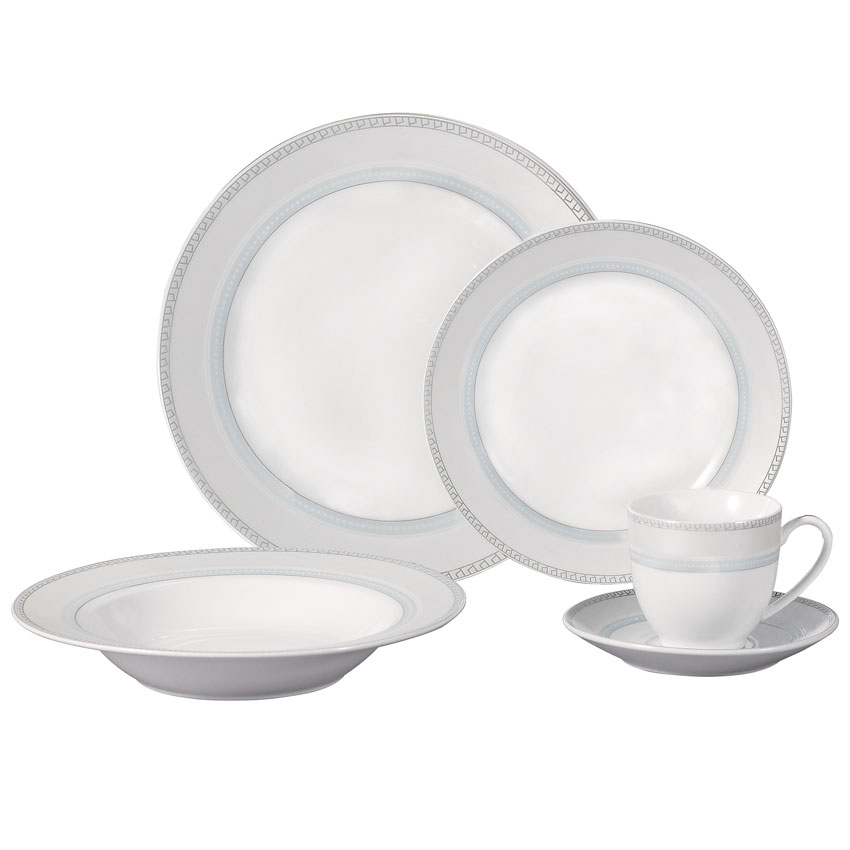 Lorren Home Trends - LH80 Pattern - 20 Piece Porcelain Dinnerware Service For 4