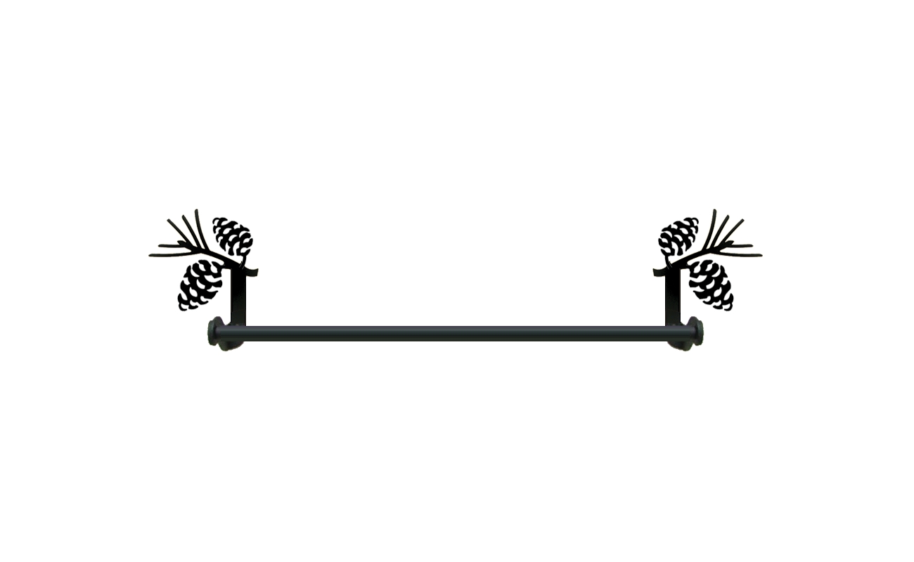 Wrought Iron Small Towel Bar - Pinecone Design